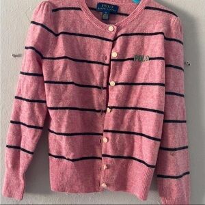 Polo Ralph Lauren Girls Pink Striped Cardigan Size 5